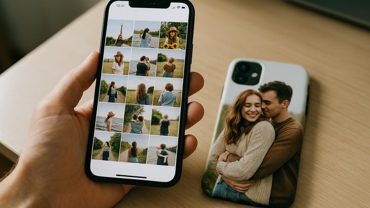 Kişisel fotoğraflardan oluşan kolaj tasarımlı telefon kılıfı