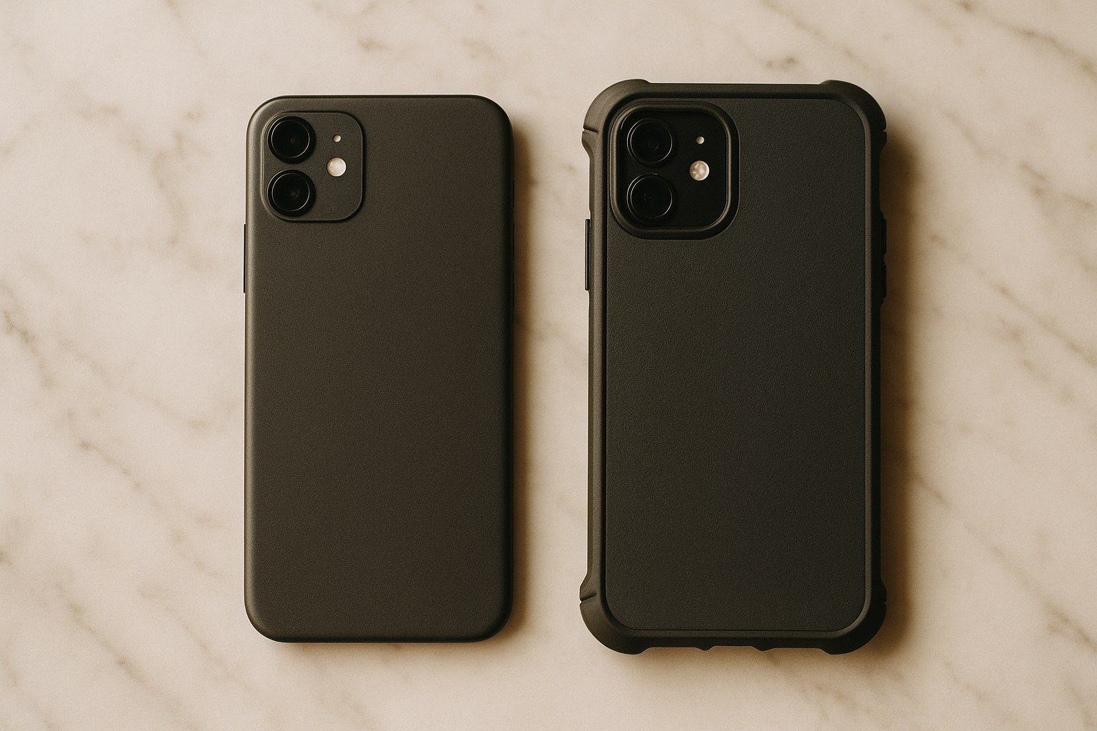 Telefon kaplaması ile telefon kılıfının yan yana karşılaştırılması