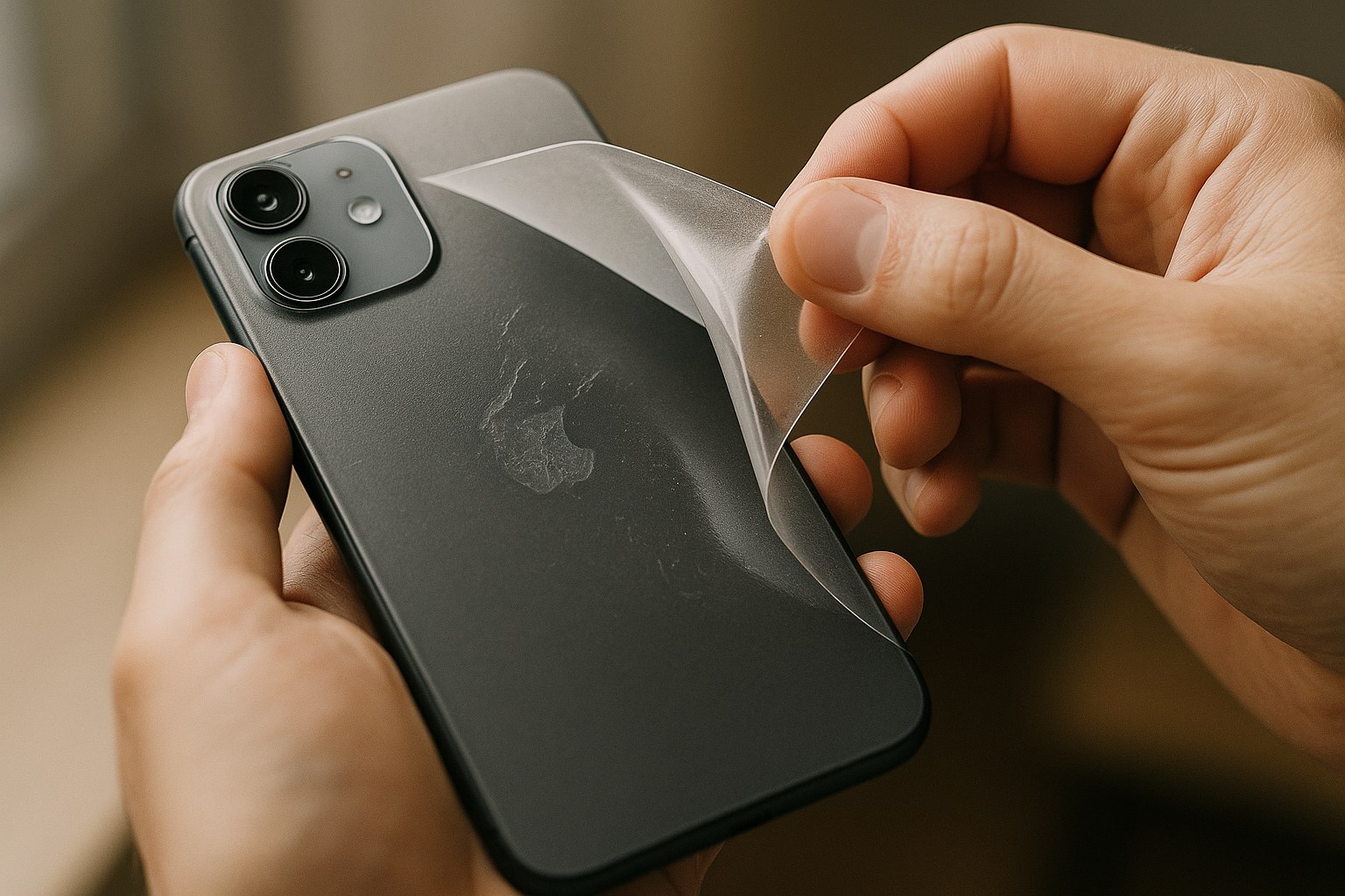 Telefon kaplamasının telefondan soyulma anı