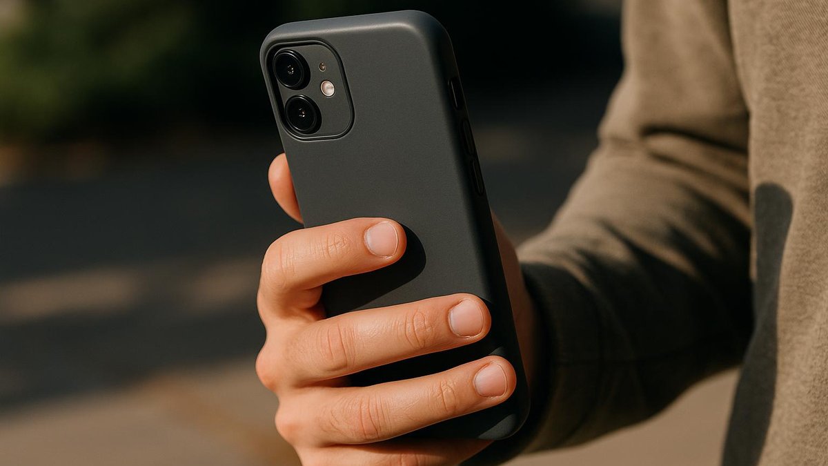 Elde tutulan telefon, kılıf takılı halde yakın çekim