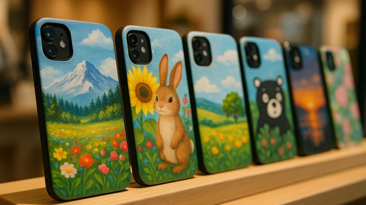 Anime, kedi ve kelebek temalı farklı telefon kılıfı tasarımları sergisi