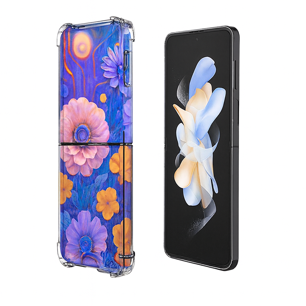 Samsung Samsung Galaxy Z Flip 6 Pastel çiçek bahçesi Desenli Shock Kilif